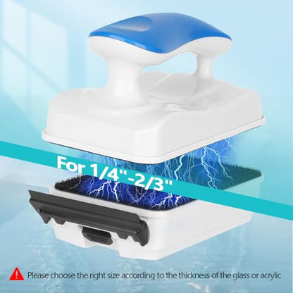 AQQA Aquarium Magnet Glass Cleaner,Dolphin Series-Fish Tank Algae Scraper Brush Cleaner for Glass or Acrylic,2 Detachable Blades Floating Cleaning Tool for 1/4"-2/3" Thickness - size: L 1/4"-2/3" Thickness