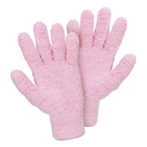 Abeillo Microfiber Gloves for Plants Dusting Cleaning, Reusable Washable Cleaning Gloves Mittens House Cars Blinds Dusting - color: Pink