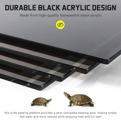 Large Turtle Basking Platform, Dock & Ramp for 17-20 Inch 75/125 Gal Tanks | Extra-Large Turtle Basking Platform with Non-Slip Ramp, Fits 17–20 Inch Wide 75/125 Gallon Aquariums