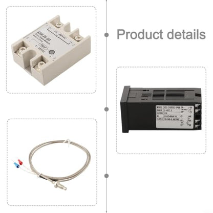 REX-C100 PID Temperature Controller Kit With SSR-25DA Relay And 1M K-Type Thermocouple, Digital Display Thermostat For Industrial Automation, AC250V 3A