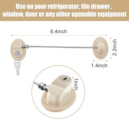 Hotop 4 Pack Cabinet Locks with Keys Refrigerator Fridge Locks Replacement with Steel Wire Self Adhesive Child and Baby Proofing Safety for File Drawers Deep Freezer Doors Latch(Light Brown) - color: Light Brown