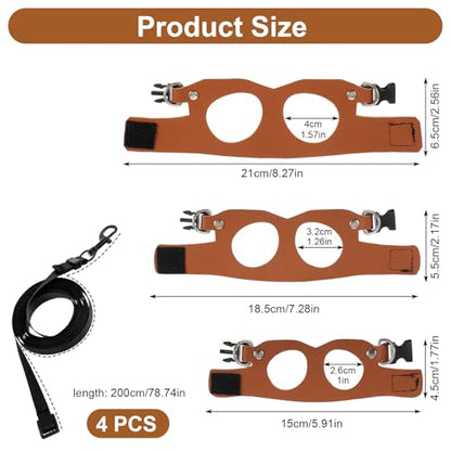 3 Pack Bearded Dragon Harness Set, Adjustable Bearded Dragon Leash with 3 Sizes Vests, 6.56ft Lead for Reptile Training Walking (Smooth Brown) - color: Smooth Brown