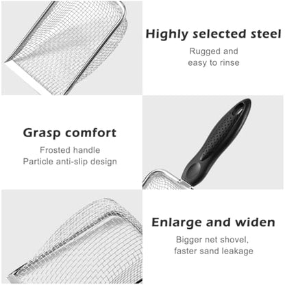 Kakalote Cat Litter Scoop, Stainless Steel Metal Cat Litter Scoop Mesh Shovel for Poop Sifting, Easy and Efficient Cleaning(5X5mm Holes)