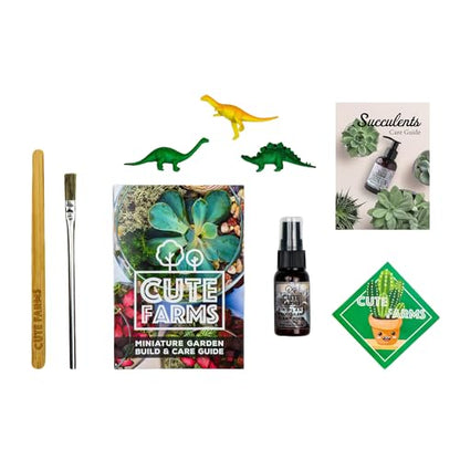 Cute Farms Terrarium Starter Kit | Moss, Vermiculite, Soil, Pebbles, Plant Food, & Finishing Tools (Large + 8 Live Plants) - size: Large Kit + 8 Live Plants