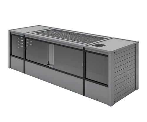 New Age Pet ECOFLEX 72" Wide Large Reptile Habitat, Mojave Lounge for Snakes, Tortoises & Lizards in Maple, Black & Grey, Easy Assembly, Sliding Glass Doors & Mesh Top - color: Grey, size: Jumbo