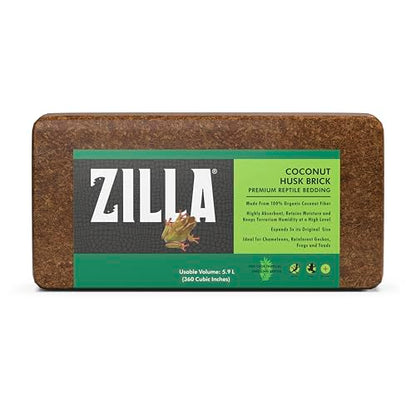 Zilla Coconut Husk Brick, Organic Bedding for Reptiles, Made with 100% Coconut Fiber, Ideal for Tropical Habitats and Egg Incubation - size: One size