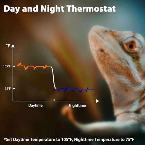 Reptile Dimming Thermostat, Adjustable Day and Night Temperature, Thermostat for Reptile Heat Lamp Heat Pad, PID Temperature Controller, Memory Function, ℉/℃ (Model: PT02A) - color: Day/Night Temp Set
