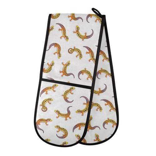 Dual-functionality Mitts and Pot Holders Sets High Heat Resistant Pot Holder Gloves Kitchen Aid BBQ (Leopard Pet Leopard Lizard Reptiles) - color: Leopard Pet Leopard Lizard Reptiles