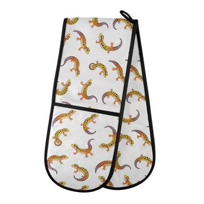 Dual-functionality Mitts and Pot Holders Sets High Heat Resistant Pot Holder Gloves Kitchen Aid BBQ (Leopard Pet Leopard Lizard Reptiles) - color: Leopard Pet Leopard Lizard Reptiles