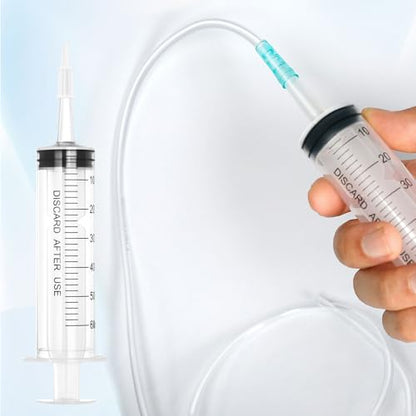 60cc Plastic Syringe - Large Syringe for Liquid with 40" Tubing, Syringes for Liquid, 4 Pack - size: 60ml