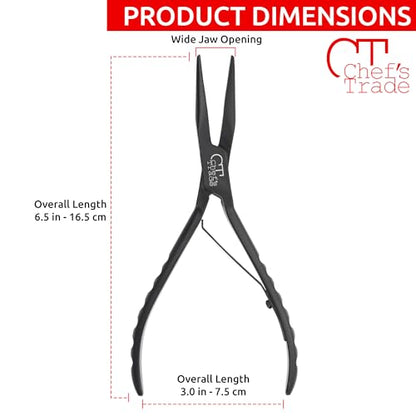 Fish Bone Pliers/Tweezers Stainless Steel Straight Black | Food-Grade Stainless Steel Deboner