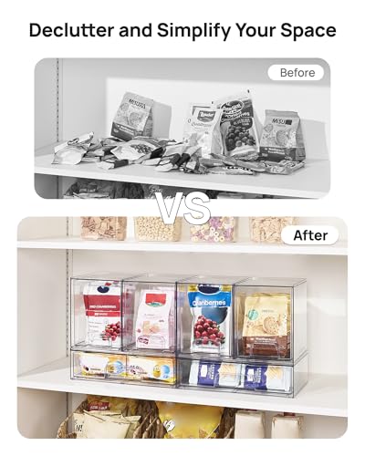 Vtopmart Stackable Storage Drawers Set of 3, Clear Plastic Organizer Bins for Bathroom Supplies, Ideal for Cabinet,Shelf, Pantry, Laundry Room Organization - style: 2 High+1 Wide