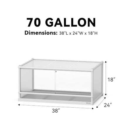 70 Gallon Reptile Tank, Reptile Enclosure for Easy Maintenance, Top Screen Ventilation & Glass Sliding Door 38''x24''x18'' - size: 38x24x18'' 70 Gallon
