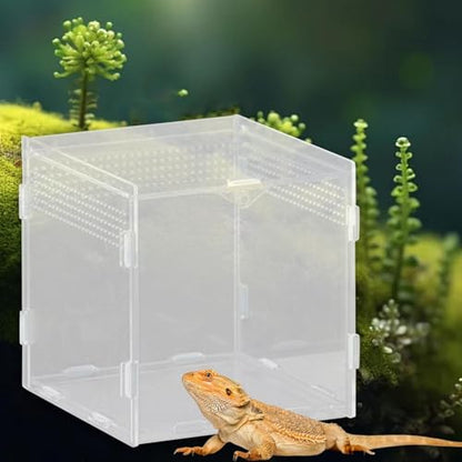 Reptile Feeding Box, Reptile Terrarium, Acrylic, Professional, Spacious Container, for Bearded Dragons, 15x15x15cm - size: 15x15x15cm