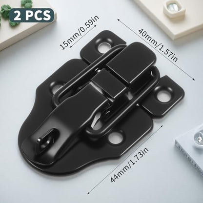 2 Pack Small Toggle Latches for Wooden Boxes Guitar Case Latch Replacement Chest Latches Hardware for Metal Tool Box Duckbilled for Road Case Door Latch Hardware, Black