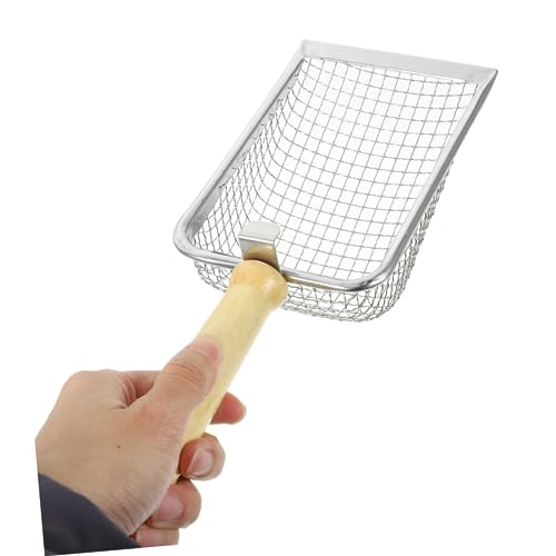 Cat Litter Scoop with Wood Handle Pet Waste Shovel for Efficient Cleaning for Cat Litter Box Reptile Containers Comfortable Grip Tightly Spaced for Easy Waste Removal