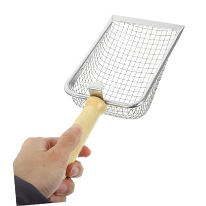 Cat Litter Scoop with Wood Handle Pet Waste Shovel for Efficient Cleaning for Cat Litter Box Reptile Containers Comfortable Grip Tightly Spaced for Easy Waste Removal