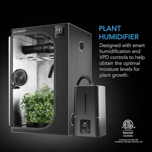 AC Infinity CLOUDFORGE T7, Plant Humidifier 15L with VPD Humidity Controls | 10-Level Precision Vaporizer, Extendable Hose, Targeting Pipe, and No-Leak Seal for Grow Tents - size: 15L Plant Humidifier