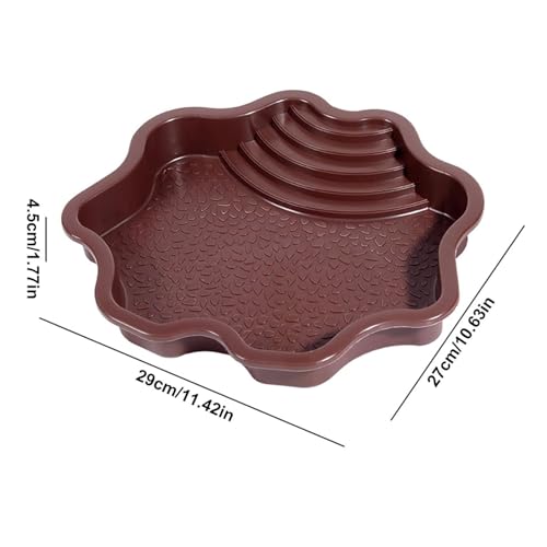 Extra Large Reptile Bathing Pool Reptile Feeding Dish Water Bowl with Ramp Aquarium Ornament for Gecko, Snake, Turtle, Bearded Dragon, Lizard Bath (Brown-red) - color: Brown-red