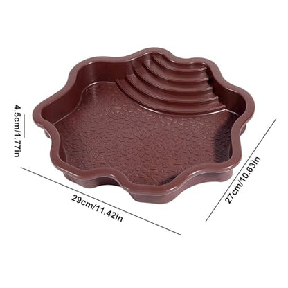 Extra Large Reptile Bathing Pool Reptile Feeding Dish Water Bowl with Ramp Aquarium Ornament for Gecko, Snake, Turtle, Bearded Dragon, Lizard Bath (Brown-red) - color: Brown-red