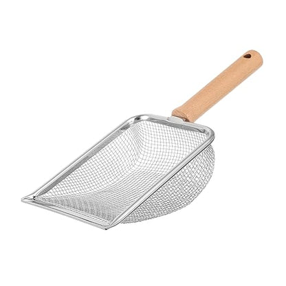 Metal Cat Litter Scoop Wooden Handle for Easy Cleaning of Reptile Waste for Tortoises Lizards and Pets Construction