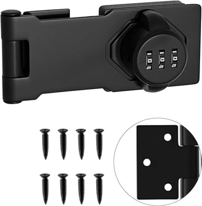 Multifunctional Combination Hasp Lock, Combination Lock for Cabinets, Mailboxes, Barn Doors, Floral Pet Doors and Office File Cabinets(Black）