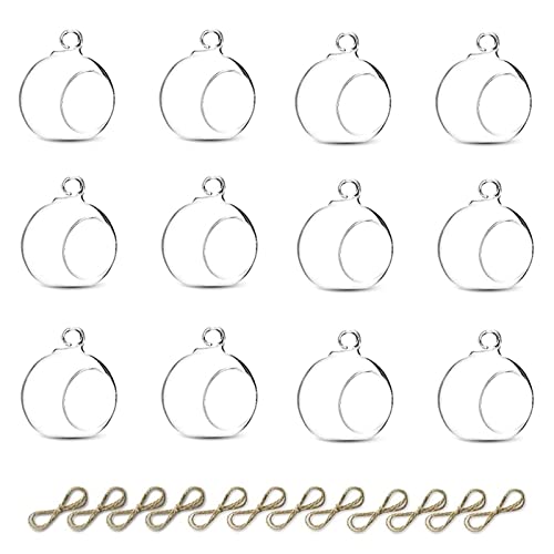 Nuptio 12 Pcs Hanging Tea Light Candle Holders Mini Glass Candle Holder 2.36" Diameter Baubles Globe Garden Ornament, Tealight Holders for Christmas Halloween Wedding Party Decorations for Reception | Clear Reusable Globes, Ready to Hang, Works with Tea L