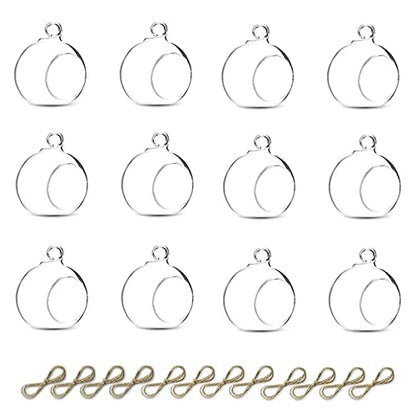 Nuptio 12 Pcs Hanging Tea Light Candle Holders Mini Glass Candle Holder 2.36" Diameter Baubles Globe Garden Ornament, Tealight Holders for Christmas Halloween Wedding Party Decorations for Reception | Clear Reusable Globes, Ready to Hang, Works with Tea L