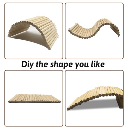 Hamiledyi 15.66 x 7.8 Inches Wooden Reptile Hideout Bearded Dragon Bendy Bridge Climbing Ladder Hiding Hut Reptiles Hide Cave Habitat Decor for Lizards Gecko Spiders Snakes Tortoise