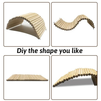 Hamiledyi 15.66 x 7.8 Inches Wooden Reptile Hideout Bearded Dragon Bendy Bridge Climbing Ladder Hiding Hut Reptiles Hide Cave Habitat Decor for Lizards Gecko Spiders Snakes Tortoise