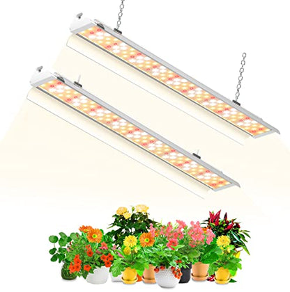 SZHLUX LED Grow Light 2FT Full Spectrum 2 Pack 80W (2×40W, 600W Equivalent) Sunlight Plant Light for Indoor Plants, Super Bright Grow Light Strips, Linkable Growing Light Fixture - size: 2ft