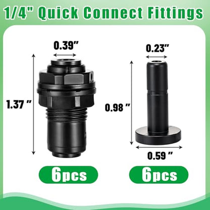 12 Pack 1/4" Bulkhead Fittings Push-to-Connect Fittings,6 Bulkhead Connectors 6 End Plugs,Reptile Mister System Quick Connect Fittings for Aquarium,Vivarium,Irrigation,Reverse Osmosis System - size: 12 Pack 1/4" Bulkhead Fittings Kit