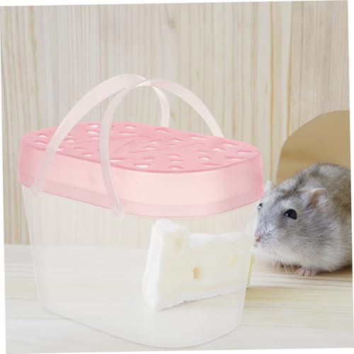 Abaodam 2pcs Small Hamster Cage and Turtle Carrier Box Portable Pet Reptile Container with Handle Medium Pink for Outdoor Travel