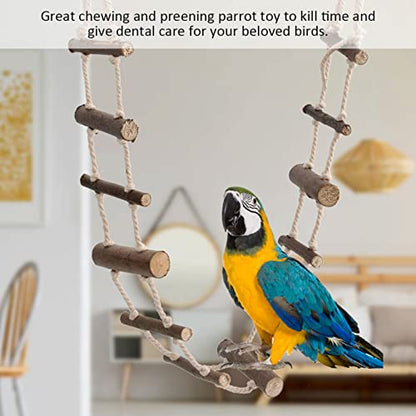39.4in Rope Ladder Bird Ladder Wooden Bird Bridge Hamster Bridge | Rope Ladder for Small Pets Hamsters Mice Gerbils Parrots and Chinchillas