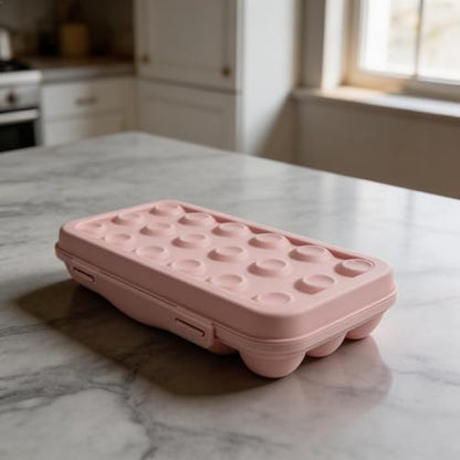 Portable Egg Storage Box With 18 Grids Egg Protector Case Tray Container Secure Egg Transport Outdoor Trips And Activities(18 Pink) - size: 18 Pink