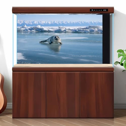 Winter Landscape Aquarium Background Frozen Lake Baby Seal On Lake Ice Fish Tank Background Winter Mountains Frozen Lake Seal Terrarium Backgrounds Wintry Iceberg Reptile Tank Backgrounds 24x12in - color: Light Blue, size: 24(W)x12(H)inches/ 60(W)*30cm(H)