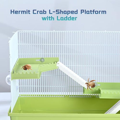 Hermit Crab Accessories - Platform with Ladder and Food Dish Hermit Crab Habitat Accessories Hermit Crab Climbing Toys for Reptiles, Turtles, Hamsters, Small Lizards, Geckos