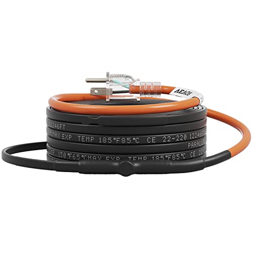 VEVOR Self-Regulating Pipe Heating Cable, 60-feet 5W/ft Heat Tape for Pipes Freeze Protection, Protects PVC Hose, Metal and Plastic Pipe from Freezing, 120V - size: 60 Feet