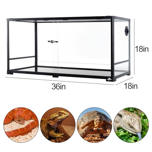 50 Gallon Reptile Tank, Glass Reptiles Terrarium 36" x 18" x 18", Sliding Door, Top Ventilation, Cable Pass, Humidify Hole, Glass Reptile Cage Habitat for Bearded Dragon, Lizard, Snake, Gecko - size: 36" x 18" x 18"