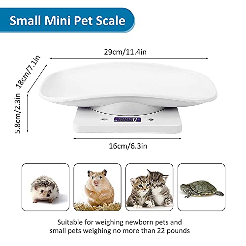 Ferrets Digital Pet Scale Precision LCD Display Small Animal Weight Scale with Removable Tray for Kitten, Rabbit, Guinea Pig, Hedgehog, Hamster, Chick, New Born Pets (White)