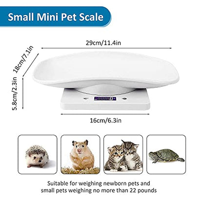 Ferrets Digital Pet Scale Precision LCD Display Small Animal Weight Scale with Removable Tray for Kitten, Rabbit, Guinea Pig, Hedgehog, Hamster, Chick, New Born Pets (White)