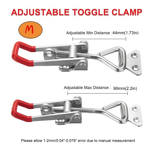 2PC 304 Stainless Steel Adjustable Lever Handle Lock Hasp Cabinet Box Latches Quick Release Toggle Latch Clamp Clasp Toolbox Case Hasp Hardware With Screws (Medium) - size: Medium