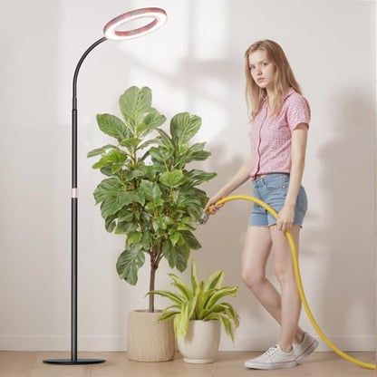 Grow Light Plant Light for Indoor Plants, Full Spectrum Grow Lamp with Pedestal Stand, Automatic Timer for 3H/9H/12H, 10 Dimmable Levels, Height Adjustable 51-67in Black - color: Black High