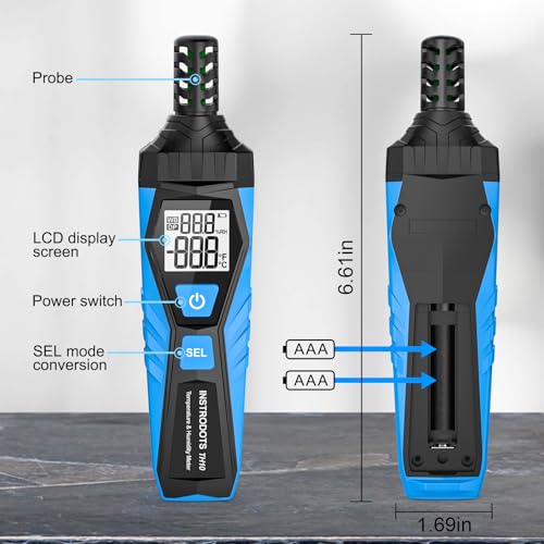 Temperature Humidity Meter Hygrometer with Dew Point & Wet Bulb | High Precision Temperature and Humidity Monitor, Wet Bulb Thermomete with Dual Display Temperature & Humidity, LCD Backlight - color: Blue, size: TH10