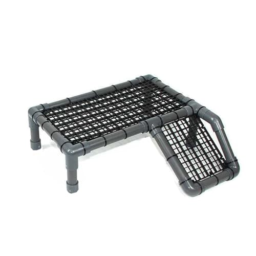 Standing Turtle Basking Platform, Plastic Short Legs Turtle Floating Platform for Low Water Level Tank, 14" Width Resting Area, Docks for Basking with DIY PVC Pipes, Ramp for Reptile Frog Terrapin