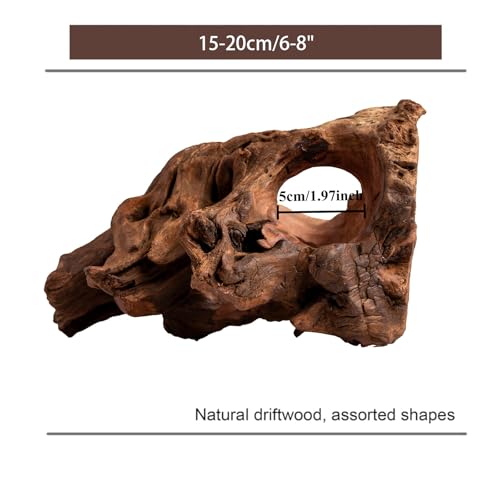 emours Porous Natural Driftwood for Aquarium, Aquascaping Driftwood with Holes, Hand-Selected Tunnels & Hideouts, Aquascaping Hardscape, Terrarium Reptile Décor, No Paint or Resin (6-8" (15-20 cm)) - size: 6-8" (15-20 cm)