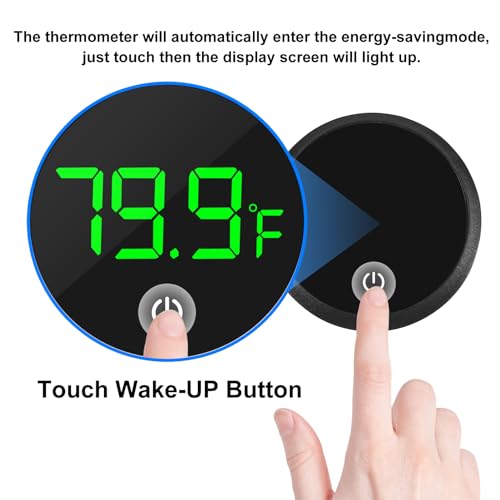2Pcs Digital Aquarium Thermometer Fish Tank Digital LED Display Thermometer Fahrenheit Aquarium Temperature Sensor with LED Touch Screen for Aquarium Glass Containers Plant Reptile Turtle Tank-Black - color: 2pcs round-black
