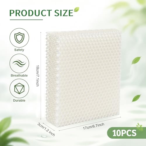 10 Pcs Incubator Humidity Pads -7.1" x 6.7" x 1.2" Incubator Parts Replacement Wick Pads for Cabinet Incubators, High Water Retention for Chicken, Duck, Quail & Reptile Eggs, White