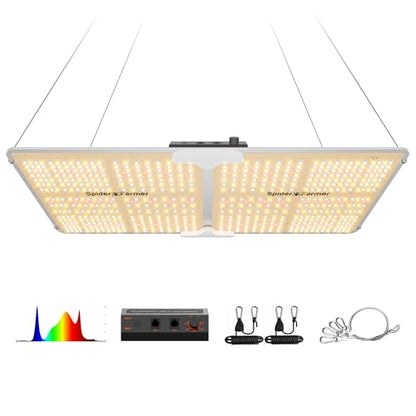 Spider Farmer SF2000 LED Grow Lights for Indoor Plants in 2x4 Grow Tent | 200W Dimmable Full Spectrum Grow Light, New-Gen High-Efficiency Diodes 2.7 PPE System for Seed Starting, Vegetables & Bloom - size: 2x4