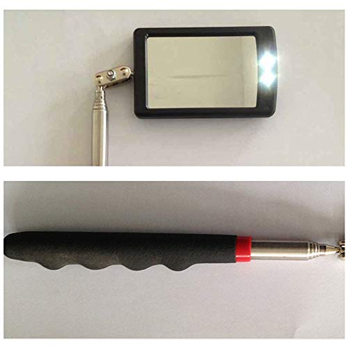 HARDK - Telescoping LED Lighted Flexible Inspection Mirror Cool lighted 360 Swivel for Extra Viewing Dead Angle, Line of Sight Obstacle Area